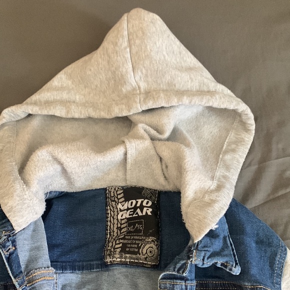 Blue and grey hoodie jean jacket - Picture 2 of 3